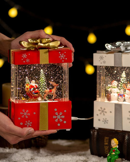 Decoratiune Craciun, Tip de Cadou, Figurine Mos Craciun cu Sania, 3 Moduri, Functie Muzicala, Zapada in Miscare, Functioneaza Cu Baterii ( 3 x AA neincluse), Cablu USB (Inclus), Model Cadou