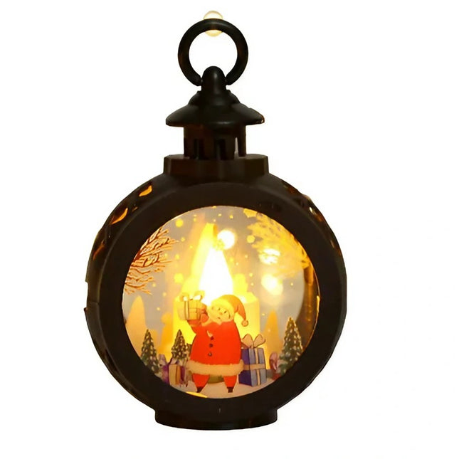 Decoratiune Craciun tip Felinare cu baterii, ,Lumanare cu geam si inscriptie Mos Craciun,lumina