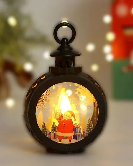 Decoratiune Craciun tip Felinare cu baterii, ,Lumanare cu geam si inscriptie Mos Craciun,lumina