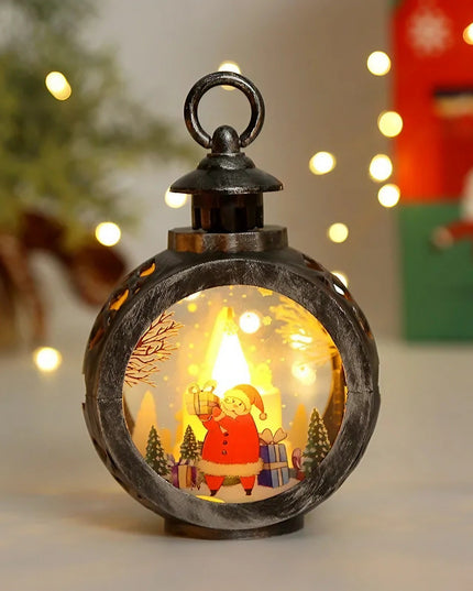 Decoratiune Craciun tip Felinare cu baterii, ,Lumanare cu geam si inscriptie Mos Craciun,lumina