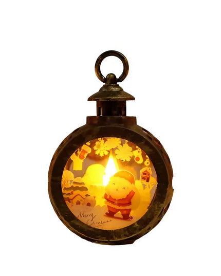 Decoratiune Craciun tip Felinare cu baterii, ,Lumanare cu geam si inscriptie Mos Craciun,lumina