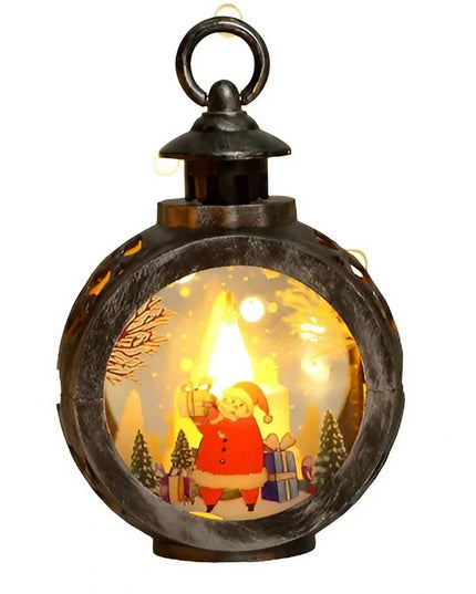 Decoratiune Craciun tip Felinare cu baterii, ,Lumanare cu geam si inscriptie Mos Craciun,lumina