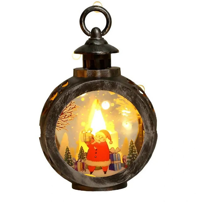 Decoratiune Craciun tip Felinare cu baterii, ,Lumanare cu geam si inscriptie Mos Craciun,lumina