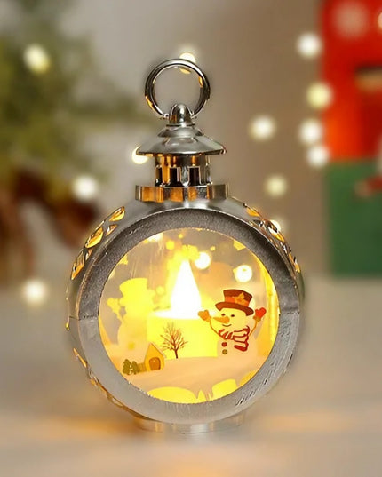 Decoratiune Craciun tip Felinare cu baterii, ,Lumanare cu geam si inscriptie om de zapada,lumina