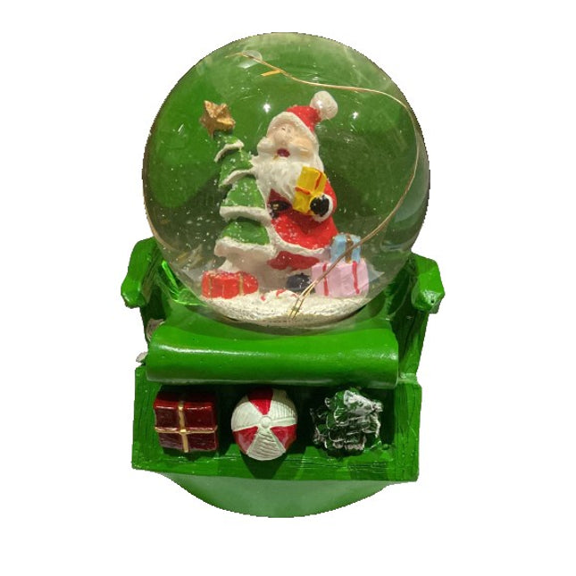 Decoratiune de Craciun din sticla, model 5, Glob muzical de zapada cu lumini