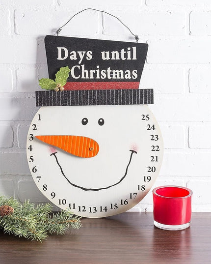 Decoratiune de Craciun Advent calendar, numara zilele pana la Craciun, model Om de Zapada, material poliester