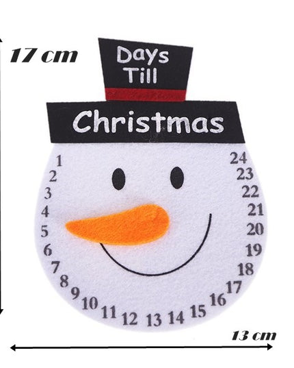 Decoratiune de Craciun Advent calendar, numara zilele pana la Craciun, model Om de Zapada, material poliester