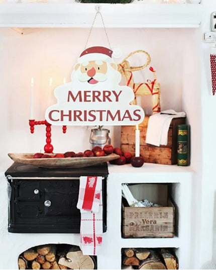 Decoratiune de Craciun, de Agatat, pentru Usa, Perete sau Brad, Sfoara Inclusa,din Hartie 350g, Model Mos Craciun