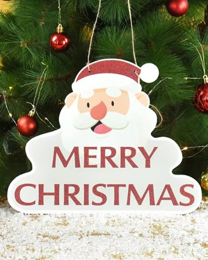 Decoratiune de Craciun, de Agatat, pentru Usa, Perete sau Brad, Sfoara Inclusa,din Hartie 350g, Model Mos Craciun