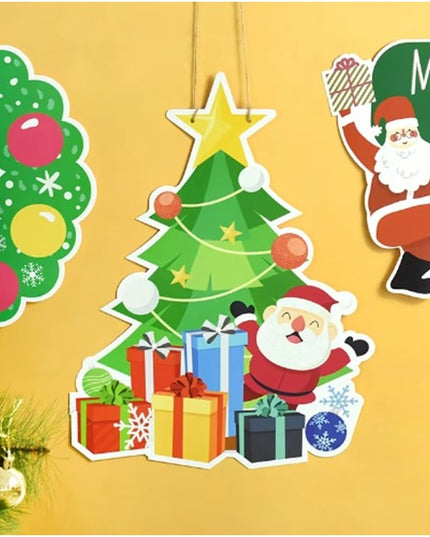 Decoratiune de Craciun, de Agatat, pentru Usa, Perete sau Brad, Sfoara Inclusa, cm, din Hartie 350g, Model Brad