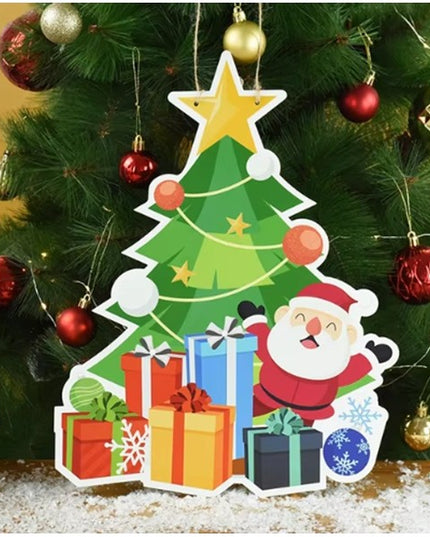 Decoratiune de Craciun, de Agatat, pentru Usa, Perete sau Brad, Sfoara Inclusa, cm, din Hartie 350g, Model Brad