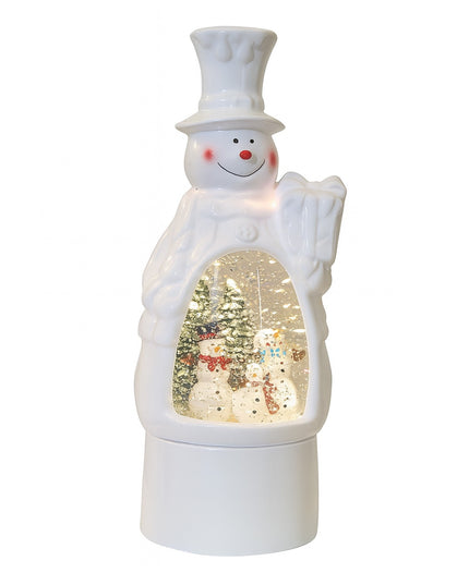 Decoratiune de Craciun, Model Om de Zapada, Felinar Glob cu Iluminare LED si Efect Zapada