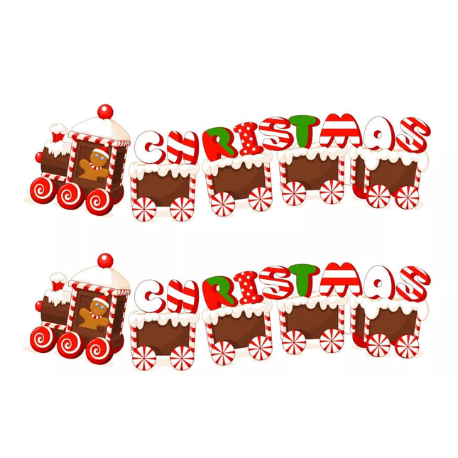 Decoratiune de Craciun, pentru Gradina, Tip Trenulet, 5 Figurine + Bete de Infipt in Pamant, din Plastic, Impermeabil, Model Tren Christmas