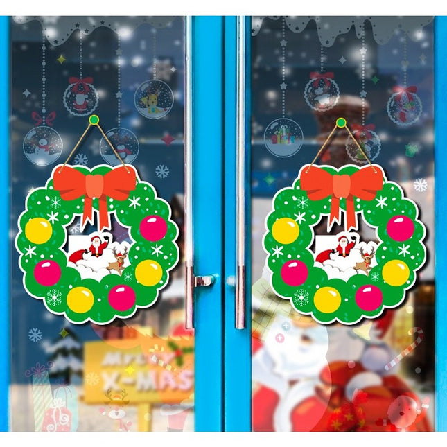 Decoratiune de Craciun, de Agatat, pentru Usa sau Perete, Sfoara Inclusa,din Hartie 350g, Model Coronita