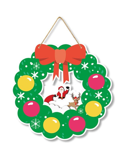 Decoratiune de Craciun, de Agatat, pentru Usa sau Perete, Sfoara Inclusa,din Hartie 350g, Model Coronita