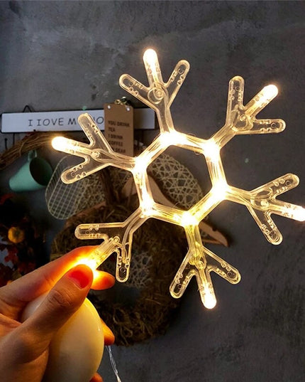 Decoratiune de Craciun Luminoasa in forma de Fulg, cu Ventuza