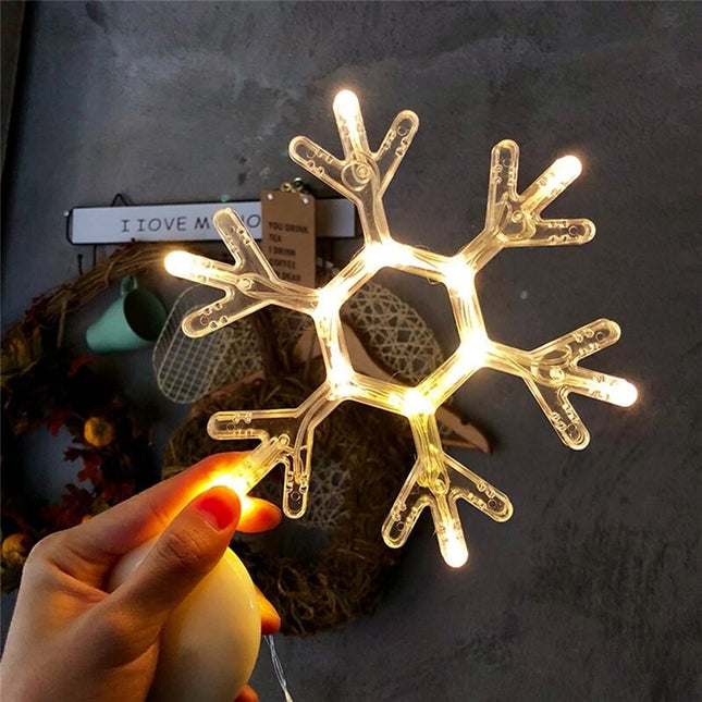 Decoratiune de Craciun Luminoasa in forma de Fulg, cu Ventuza