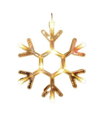 Decoratiune de Craciun Luminoasa in forma de Fulg, cu Ventuza