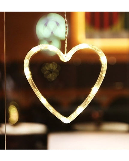 Decoratiune de Craciun Luminoasa in forma de Inima,cu Ventuza