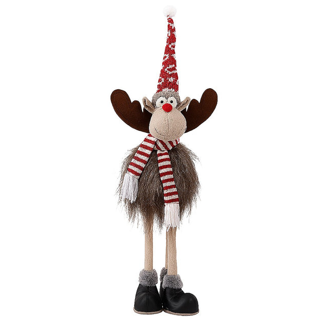 Decoratiune de Craciun Model Ren, Textil, Ren cu Palarie si Fulgarin, Decor de Craciun Interior Exterior, Inaltime