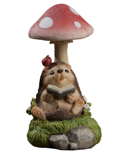 Decoratiune pentru Gradina, Lumini LED cu Incarcare solara,Model Ciuperca cu Arici care Citeste