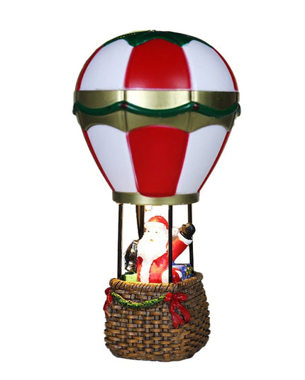 Decoratiune de Craciun tip Balon cu Aer Cald, Balon cu Mos Craciun, din Rasina, Model Balon cu Aer Cald si Mos Craciun Iluminare LED
