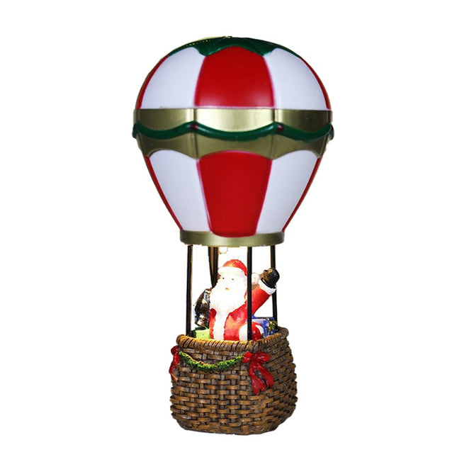 Decoratiune de Craciun tip Balon cu Aer Cald, Balon cu Mos Craciun, din Rasina, Model Balon cu Aer Cald si Mos Craciun Iluminare LED