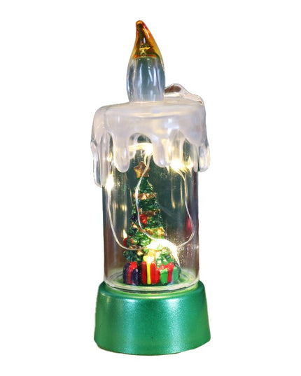 Decoratiune de Craciun tip Lumanare, Lumanare de Cristal fara Fulgi de Zapada, Model Brad, Iluminare LED,Baza