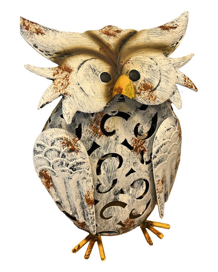 Decoratiune de Gradina cu Lampa solara, Model Bufnita, Iluminare Led si Incarcare Solara,din Fier