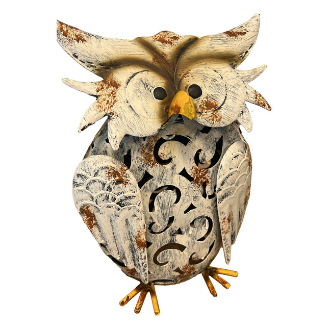 Decoratiune de Gradina cu Lampa solara, Model Bufnita, Iluminare Led si Incarcare Solara,din Fier