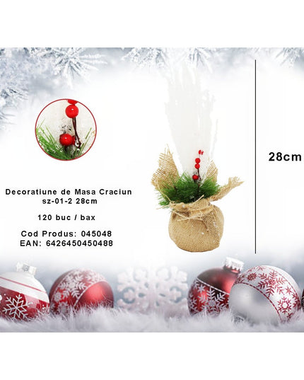 Decoratiune de masa pentru Craciun,flori de gheata, din paie