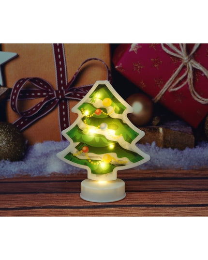 Decoratiune luminoasa 3D, Tip brad, cu baterii