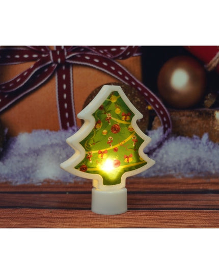 Decoratiune luminoasa 3D, Tip brad mic, cu baterii