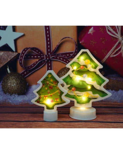 Decoratiune luminoasa 3D, Tip brad mic, cu baterii