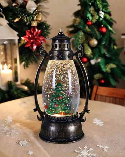 Decoratiune Luminoasa, Felinar de Craciun, cu Lumina LED, Ornament Model Lampa cu Ulei Brad de Craciun, cu Maner