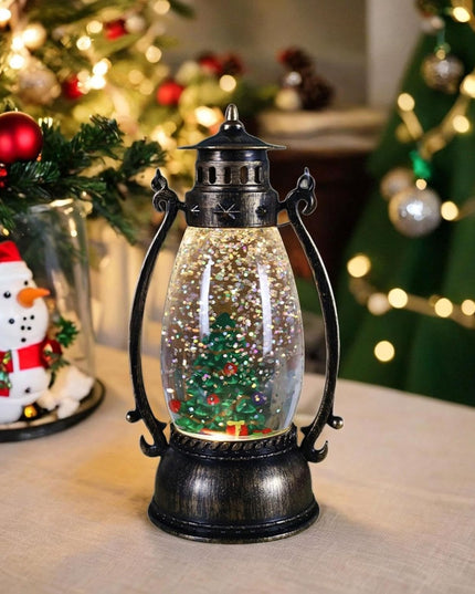 Decoratiune Luminoasa, Felinar de Craciun, cu Lumina LED, Ornament Model Lampa cu Ulei Brad de Craciun, cu Maner