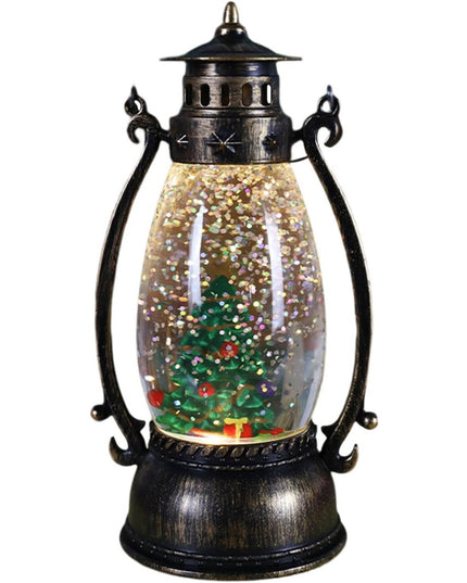 Decoratiune Luminoasa, Felinar de Craciun, cu Lumina LED, Ornament Model Lampa cu Ulei Brad de Craciun, cu Maner