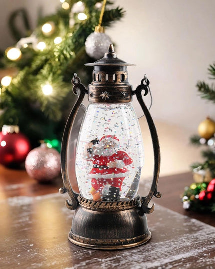 Decoratiune Luminoasa, Felinar de Craciun, cu Lumina LED, Ornament Model Lampa cu Ulei Mos Craciun, cu Maner