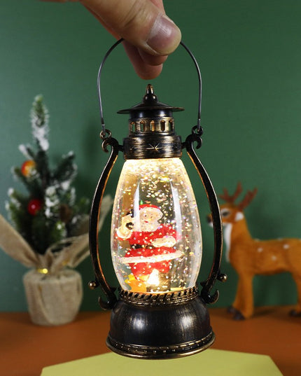 Decoratiune Luminoasa, Felinar de Craciun, cu Lumina LED, Ornament Model Lampa cu Ulei Mos Craciun, cu Maner