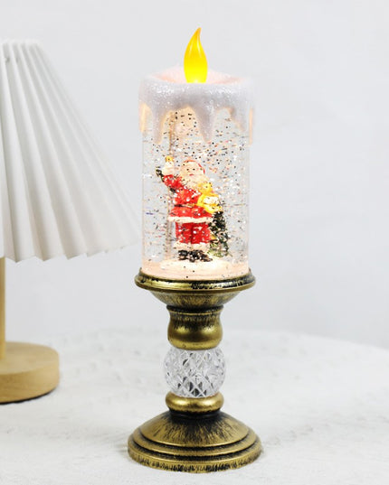 Decoratiune Luminoasa, Lampa de Craciun, cu Lumina LED, Ornament Model Sfesnic cu Lumanare, Mos Craciun