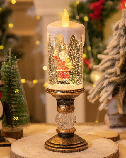 Decoratiune Luminoasa, Lampa de Craciun, cu Lumina LED, Ornament Model Sfesnic cu Lumanare, Mos Craciun