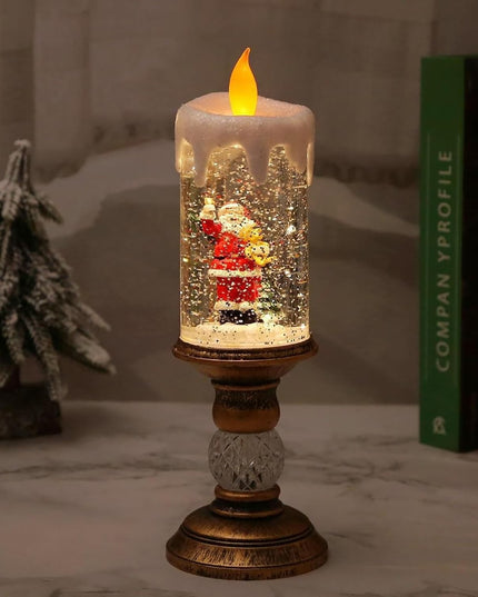 Decoratiune Luminoasa, Lampa de Craciun, cu Lumina LED, Ornament Model Sfesnic cu Lumanare, Mos Craciun