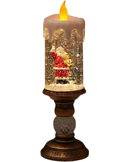 Decoratiune Luminoasa, Lampa de Craciun, cu Lumina LED, Ornament Model Sfesnic cu Lumanare, Mos Craciun