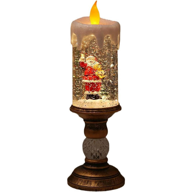 Decoratiune Luminoasa, Lampa de Craciun, cu Lumina LED, Ornament Model Sfesnic cu Lumanare, Mos Craciun