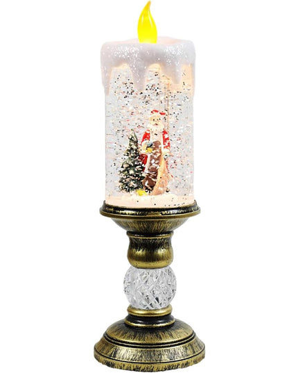 Decoratiune Luminoasa, Lampa de Craciun, cu Lumina LED, Ornament Model Sfesnic cu Lumanare Mos Craciun si Bradul