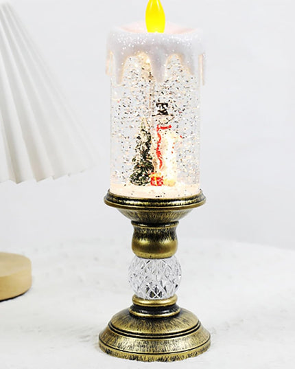 Decoratiune Luminoasa, Lampa de Craciun, cu Lumina LED, Ornament Model Sfesnic cu Lumanare Om de Zapada