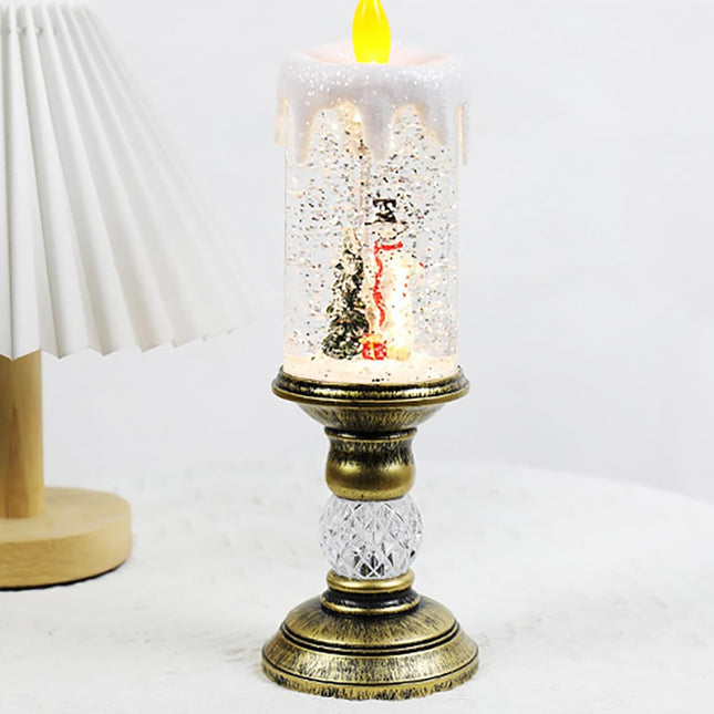 Decoratiune Luminoasa, Lampa de Craciun, cu Lumina LED, Ornament Model Sfesnic cu Lumanare Om de Zapada