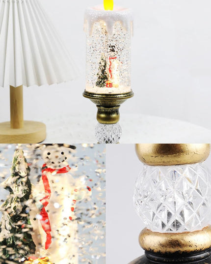 Decoratiune Luminoasa, Lampa de Craciun, cu Lumina LED, Ornament Model Sfesnic cu Lumanare Om de Zapada