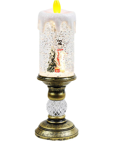 Decoratiune Luminoasa, Lampa de Craciun, cu Lumina LED, Ornament Model Sfesnic cu Lumanare Om de Zapada