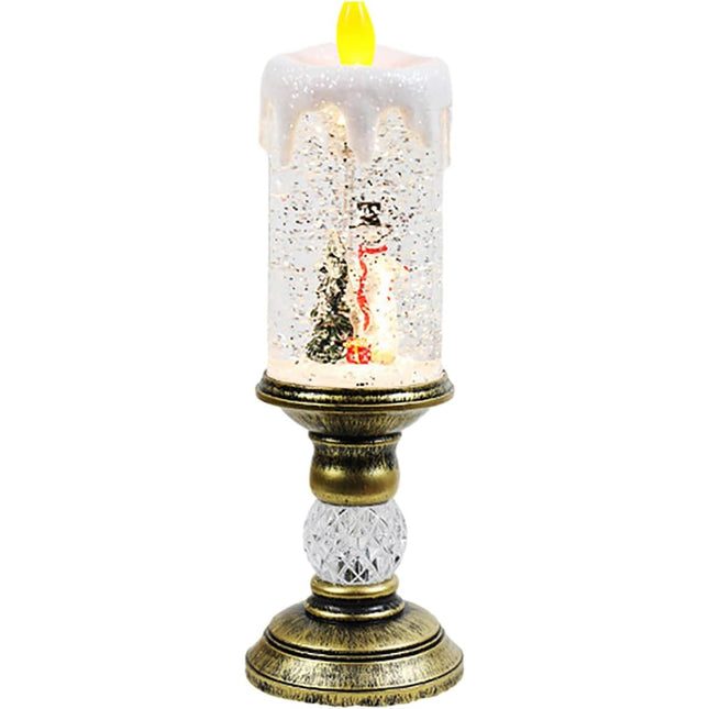 Decoratiune Luminoasa, Lampa de Craciun, cu Lumina LED, Ornament Model Sfesnic cu Lumanare Om de Zapada